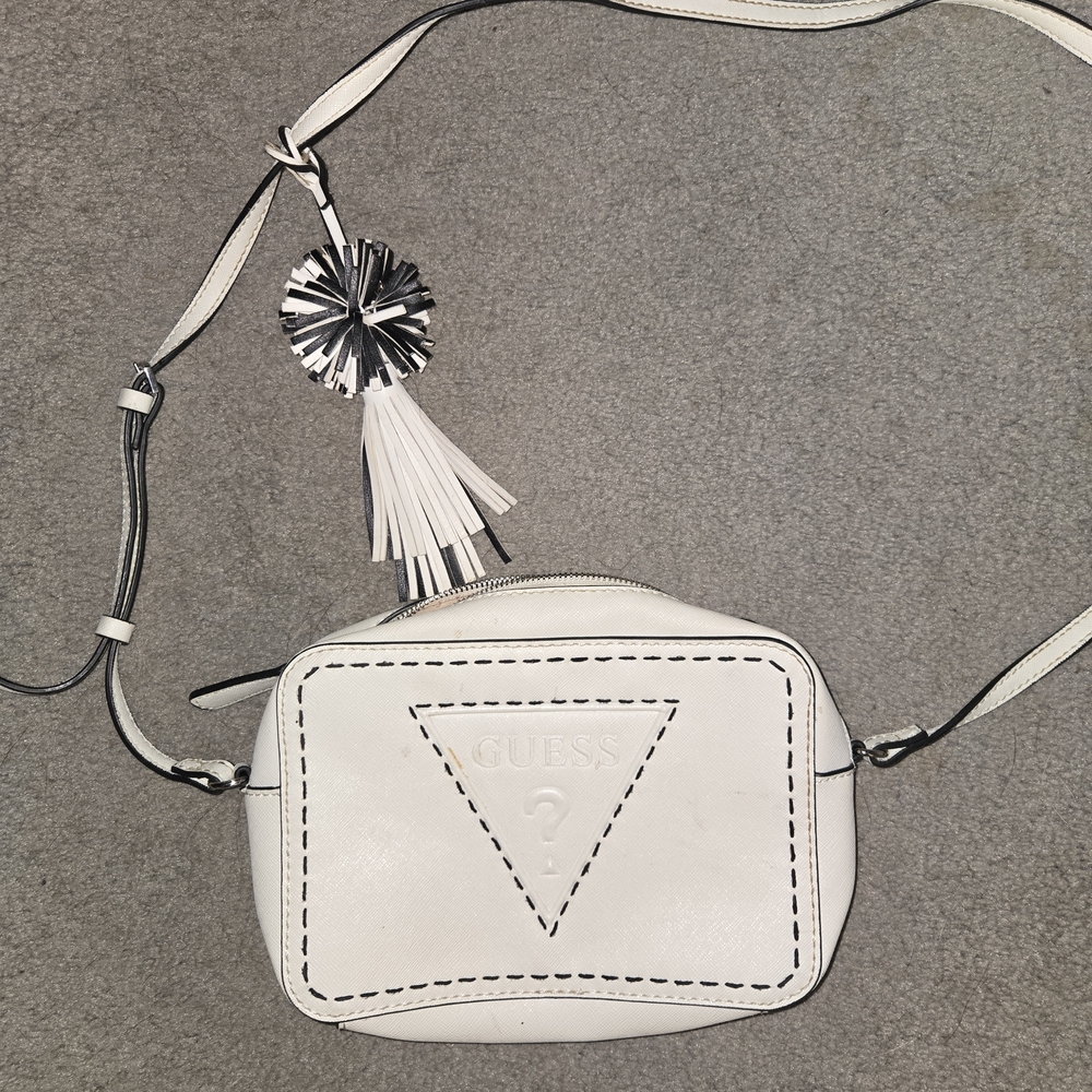 Guess White Crossbody Bag with Tassel